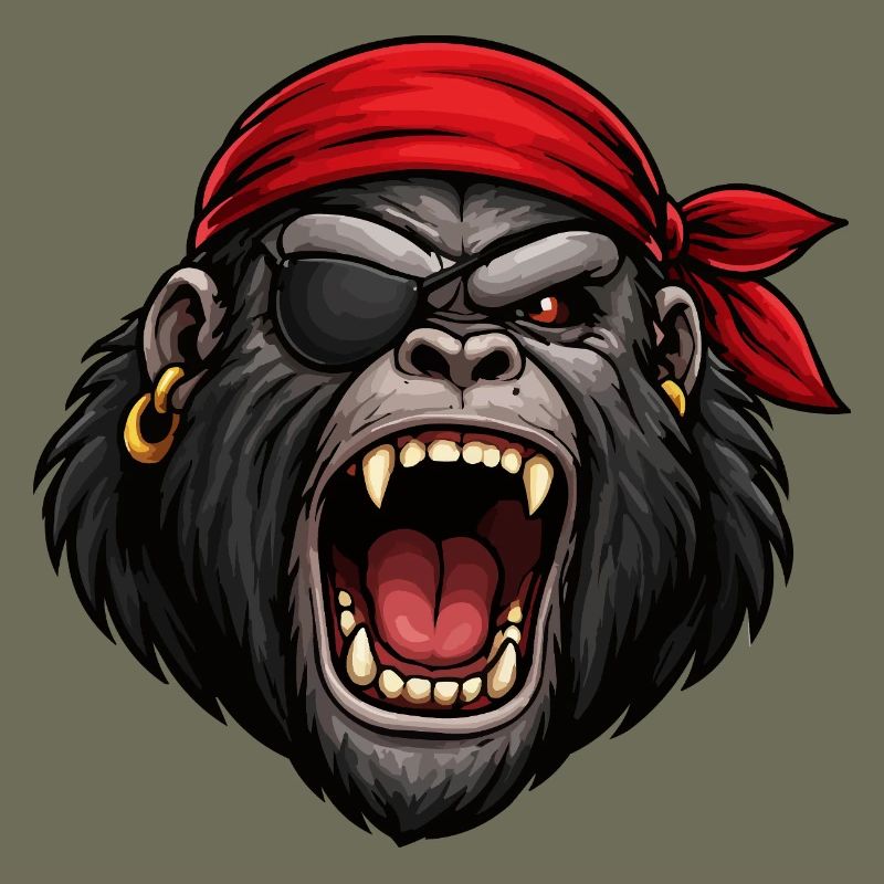 Pirate gorilla with eye patch