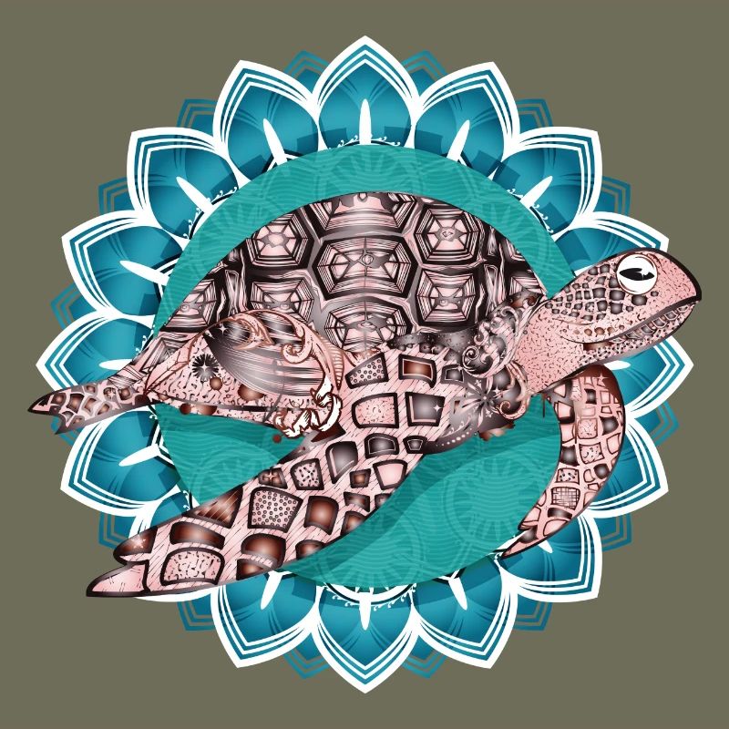 fascinating mandala with sea turtle