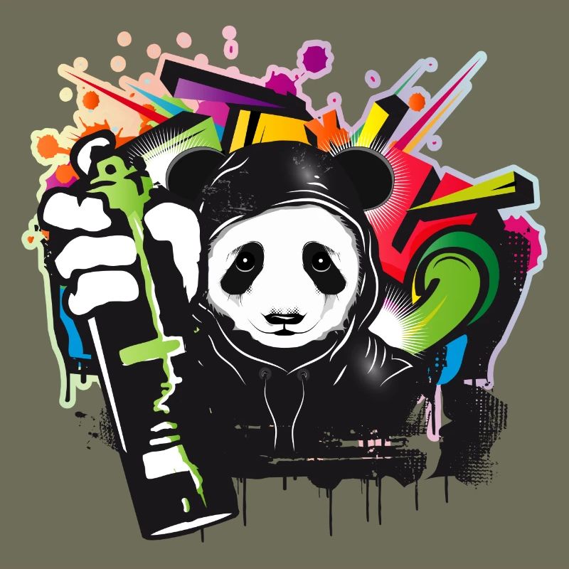 witziger Panda Bär mit Graffiti und Spraydose