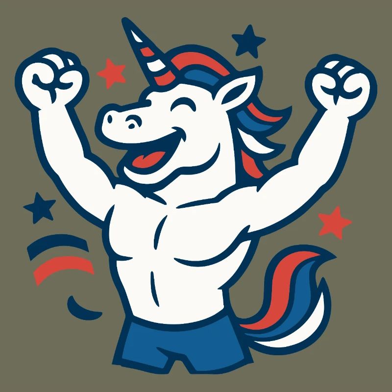 Frohes Einhorn-Maskottchen-Feiern Power Fun