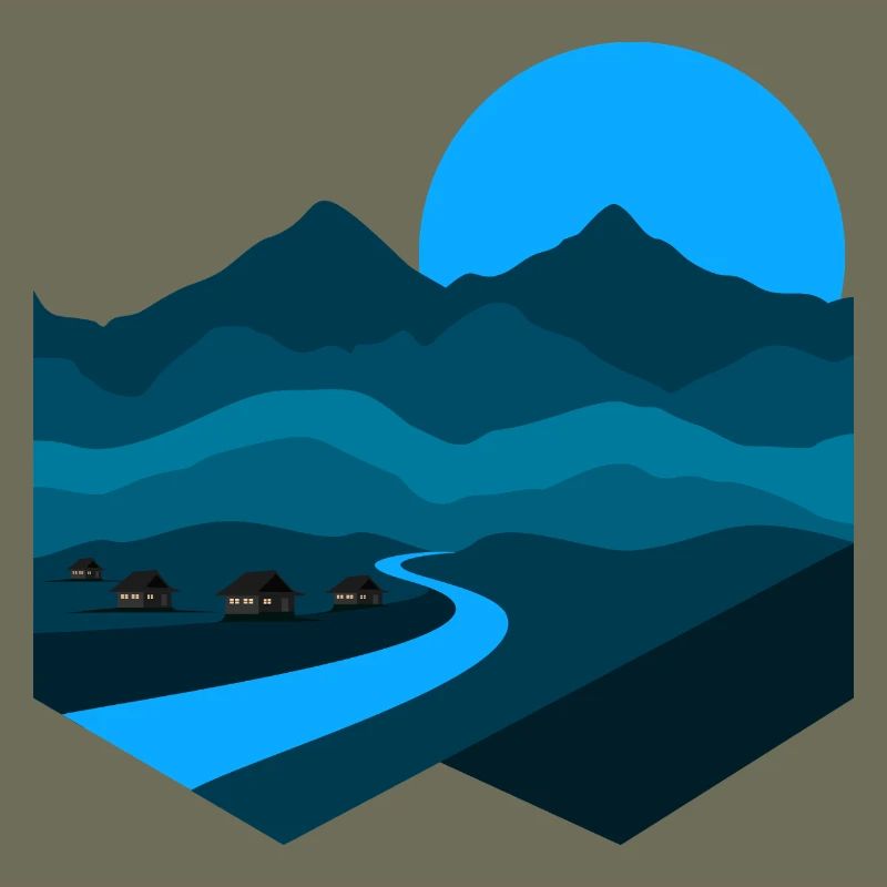 Mountain Song | Blue Moonlight Minimalist Flat
