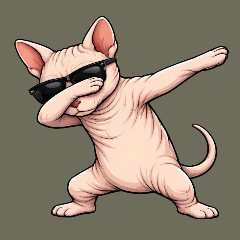 Dabbing Sphynx Katze