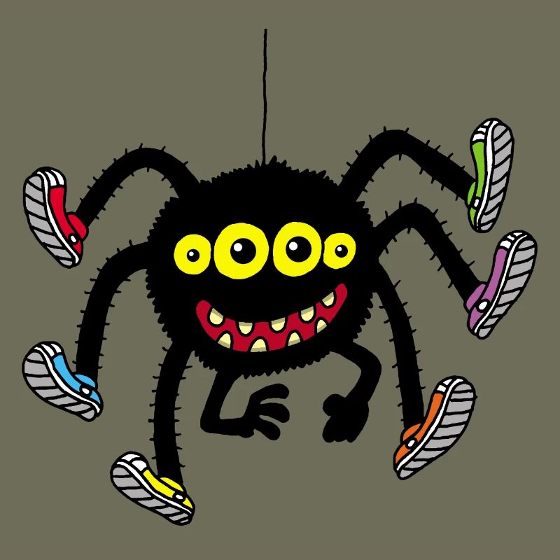 Araignée en chaussures multicolores