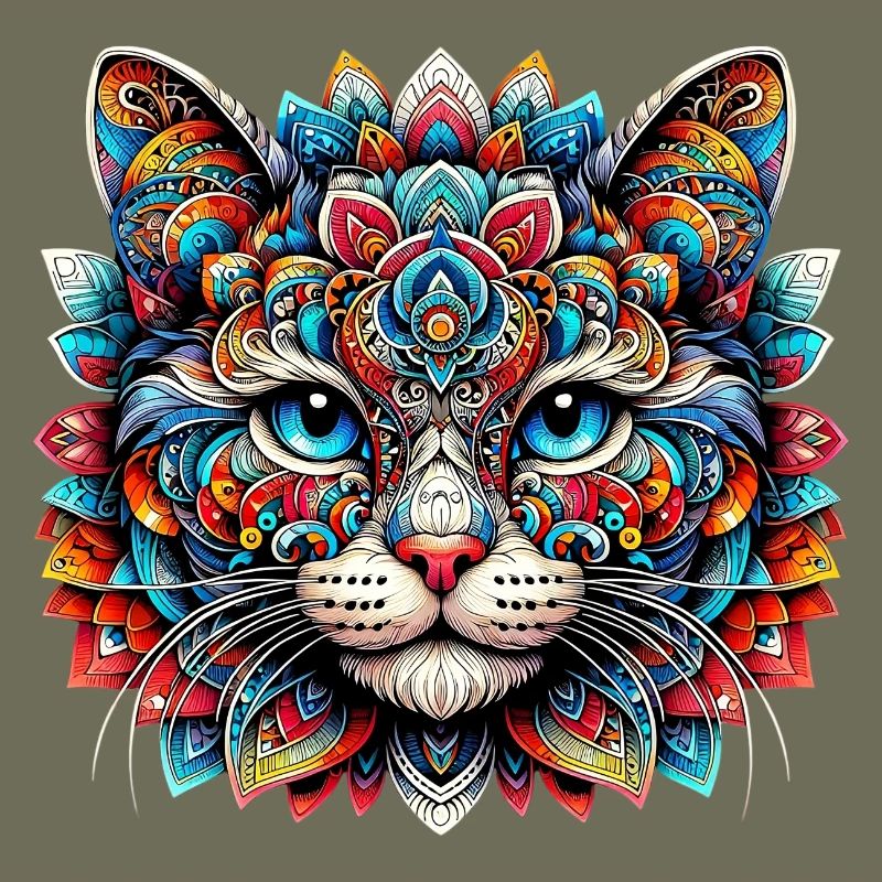 Chat décoré de Mandalas