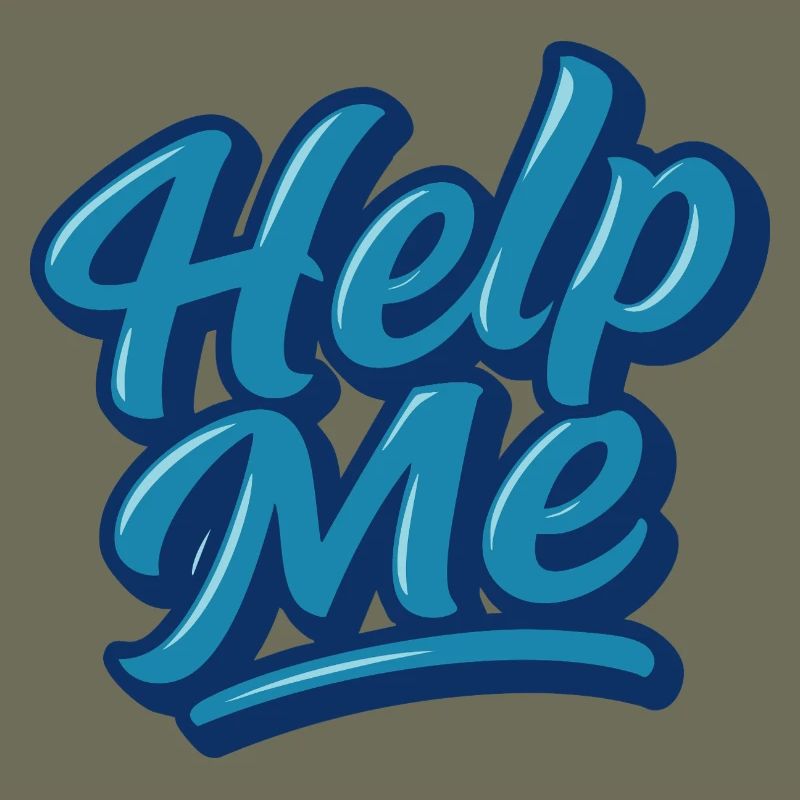 Hilfe Me Blau Script Logo