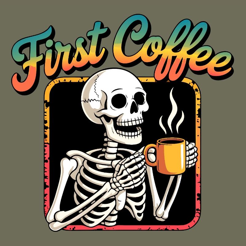 First Coffee Skeleton