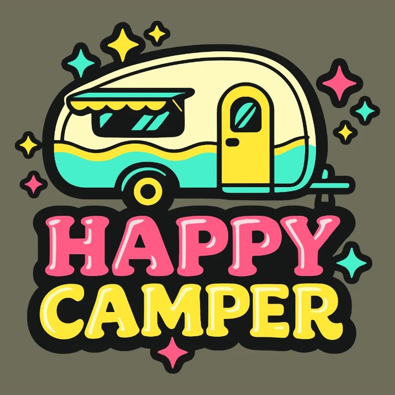 Cheerful retro camper