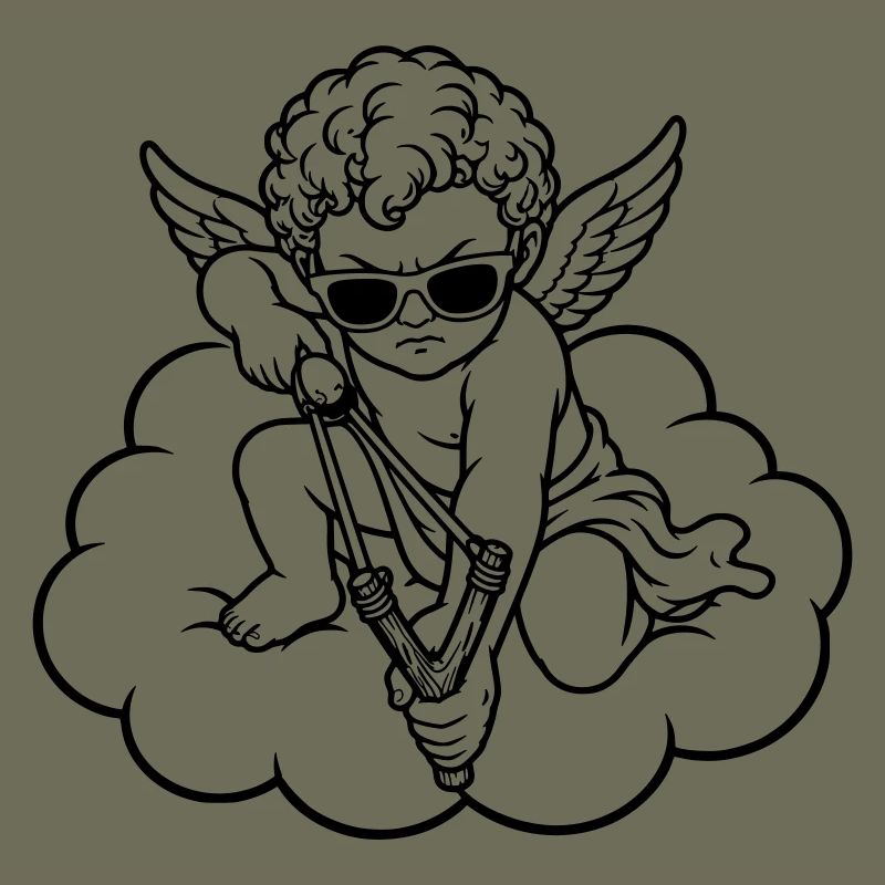 Wütender Cherub mit Steinschleuder