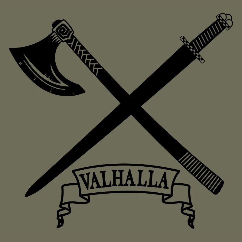 Walhalla mit Axt und Schwert
