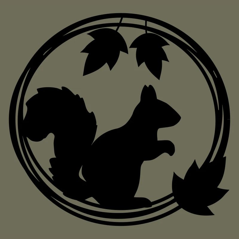 Eichhörnchen Silhouette im Blätterkranz