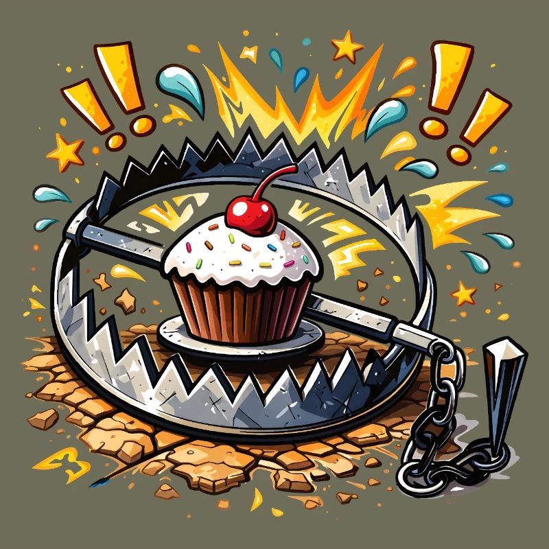 Illustration de cupcake mignon dans un piège