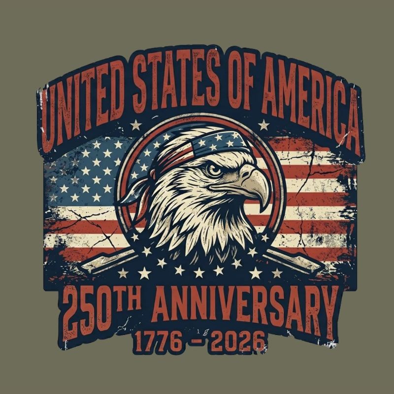 Aigle devant le drapeau américain – États-Unis 250 ans