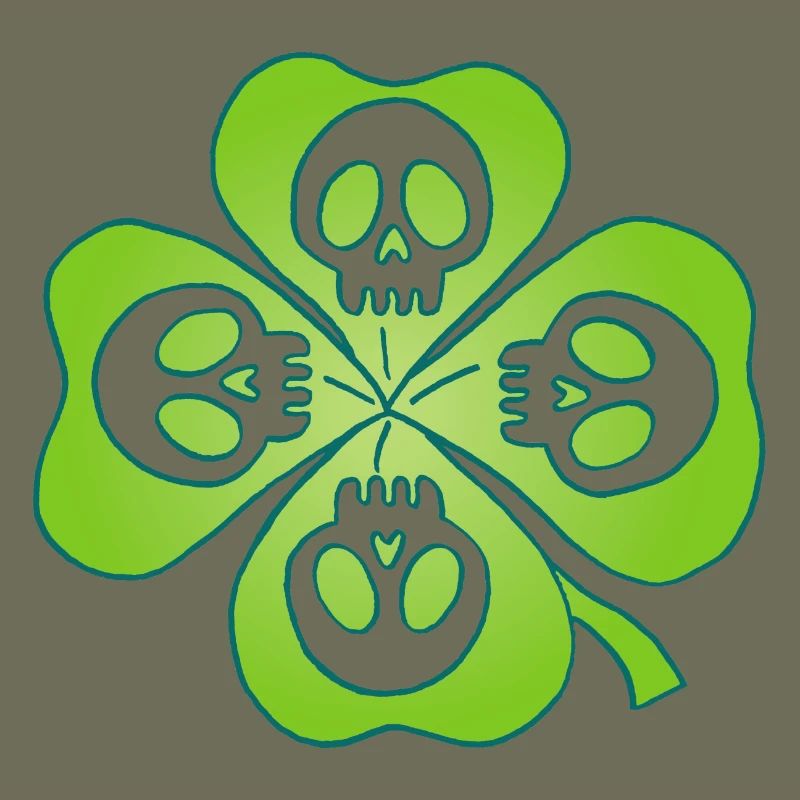 Skulls and four leaf clover
