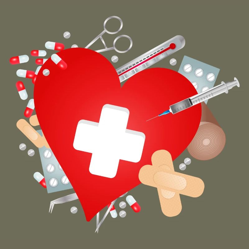 Erste Hilfe Set oder Reiseapotheke mit Herz