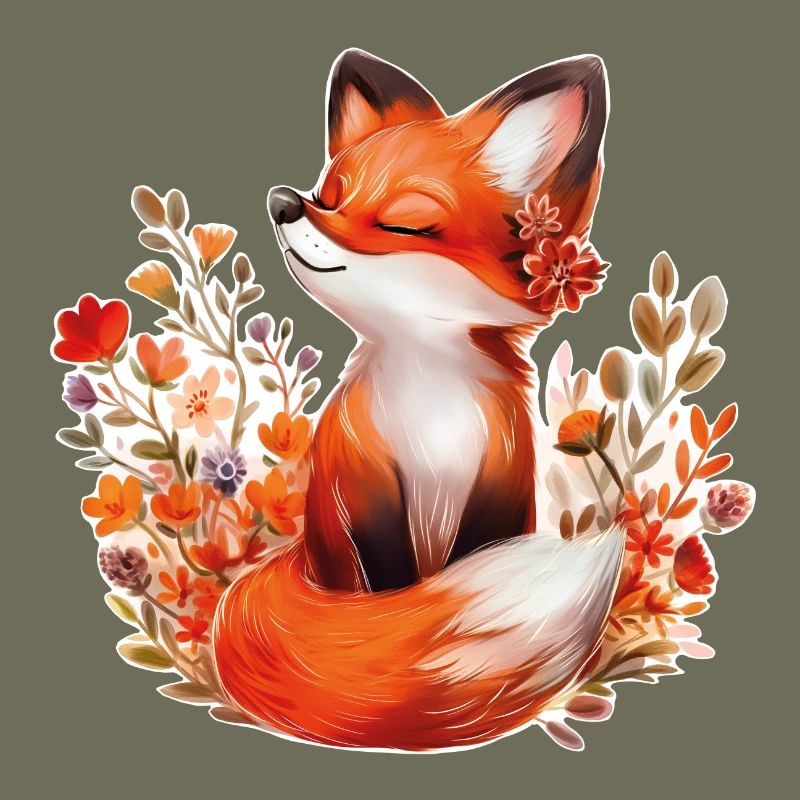 Fuchs mit Blumen
