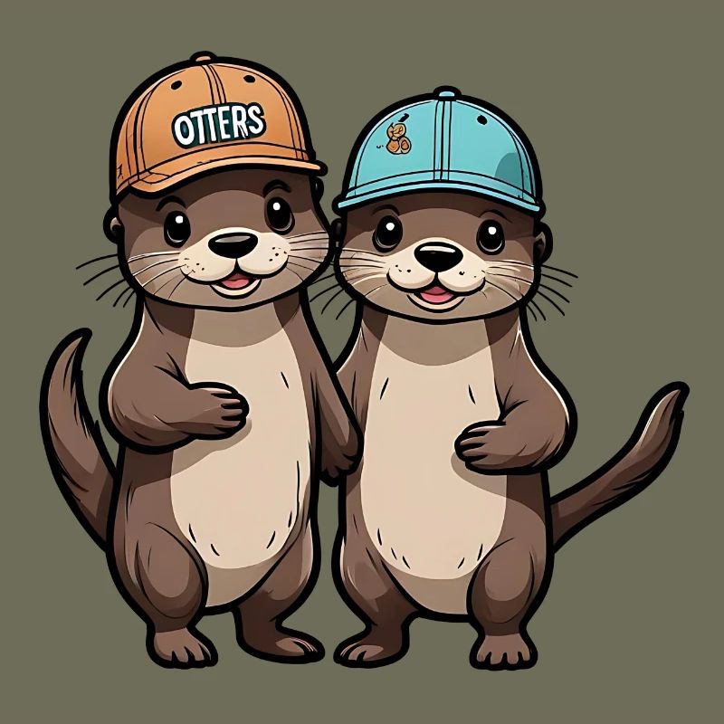 Two Cute Otter Buddies Buddies Forever