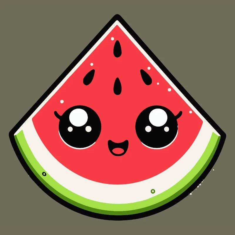 Pastèque kawaii sourire éclatant
