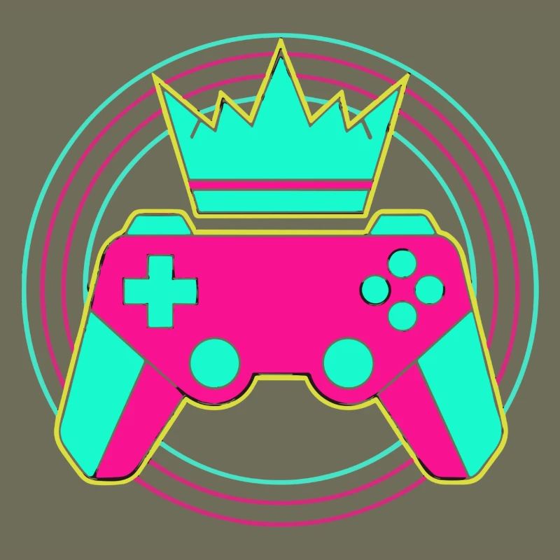 Controller Krone Neon Minimal Zocker Art