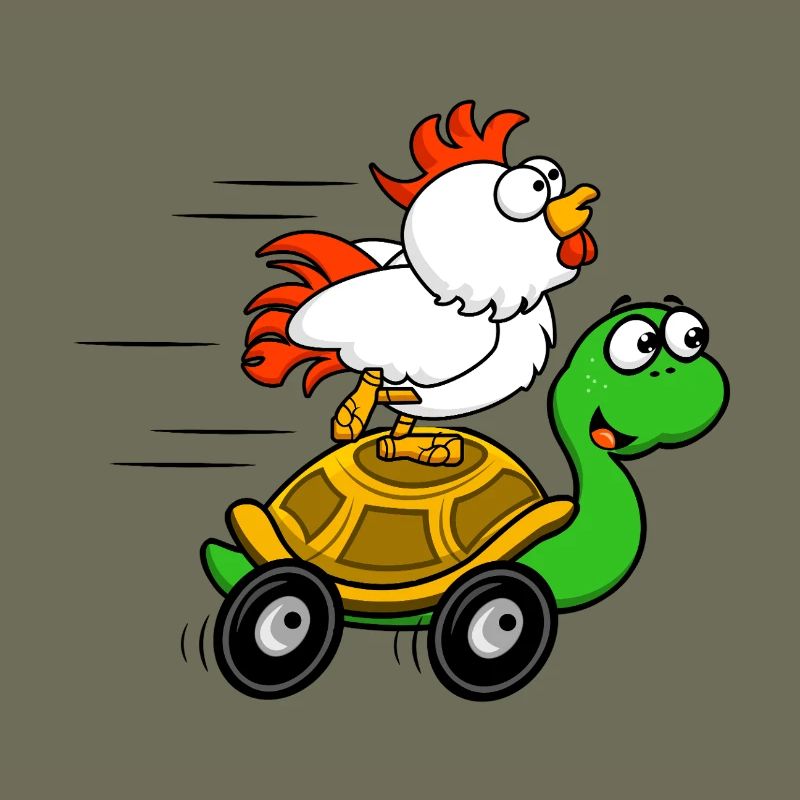 Chickens on Turtle Wagon