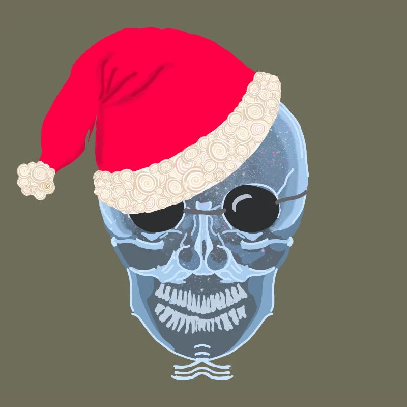 X-ray skull Santa hat, drawing