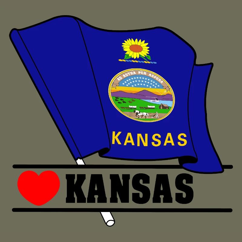 Flag Kansas heart KANSAS