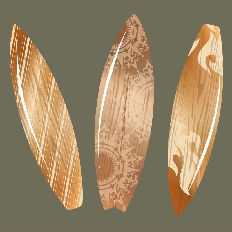 Planches de surf aspect bois dans un style rétro