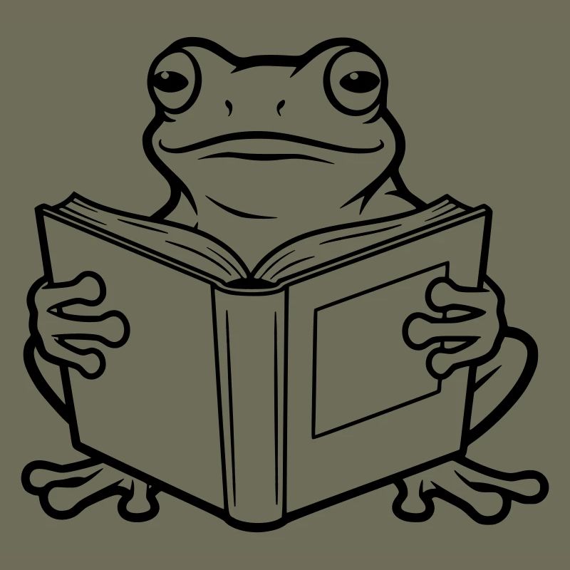 Reading Frog Cartoon Illustration