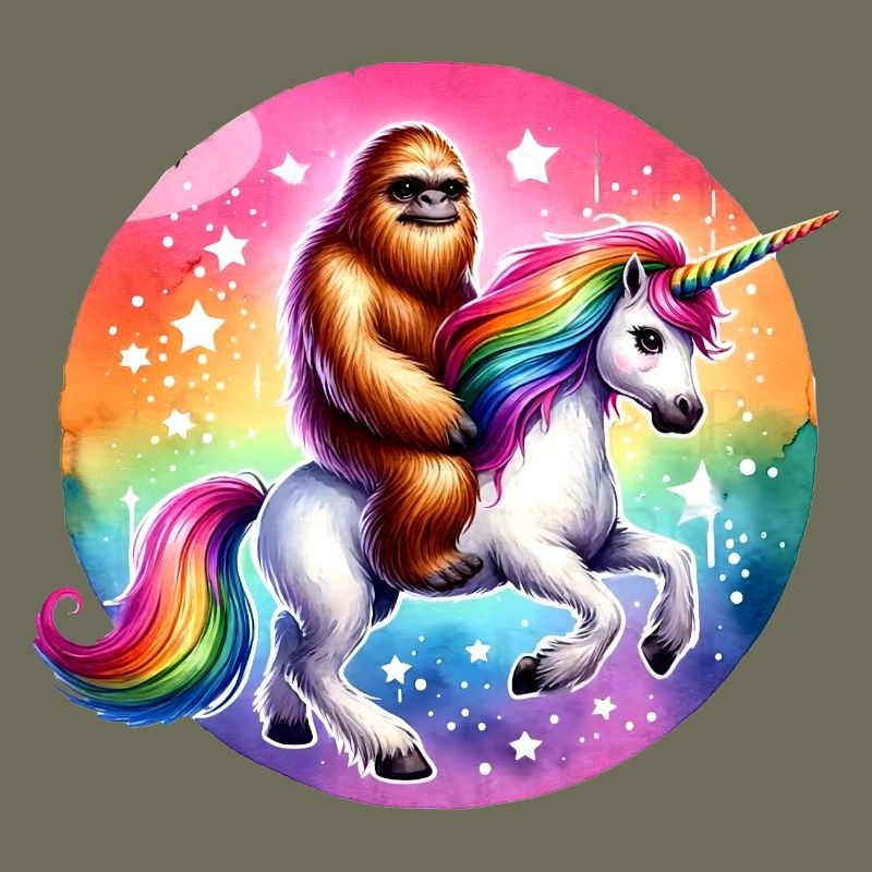 Orang-Utan auf Regenbogen-Einhorn