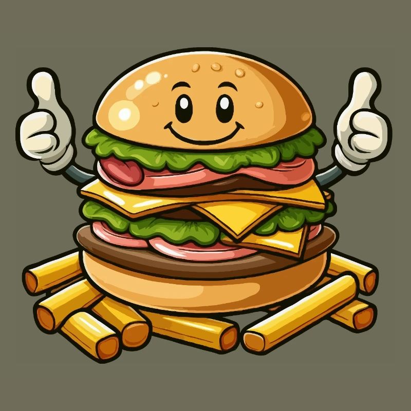 Hamburger with fries