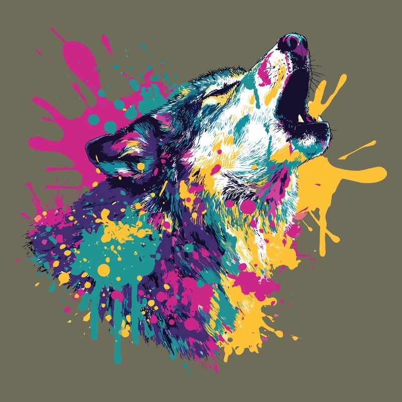 Loup dans le style explosion de couleurs