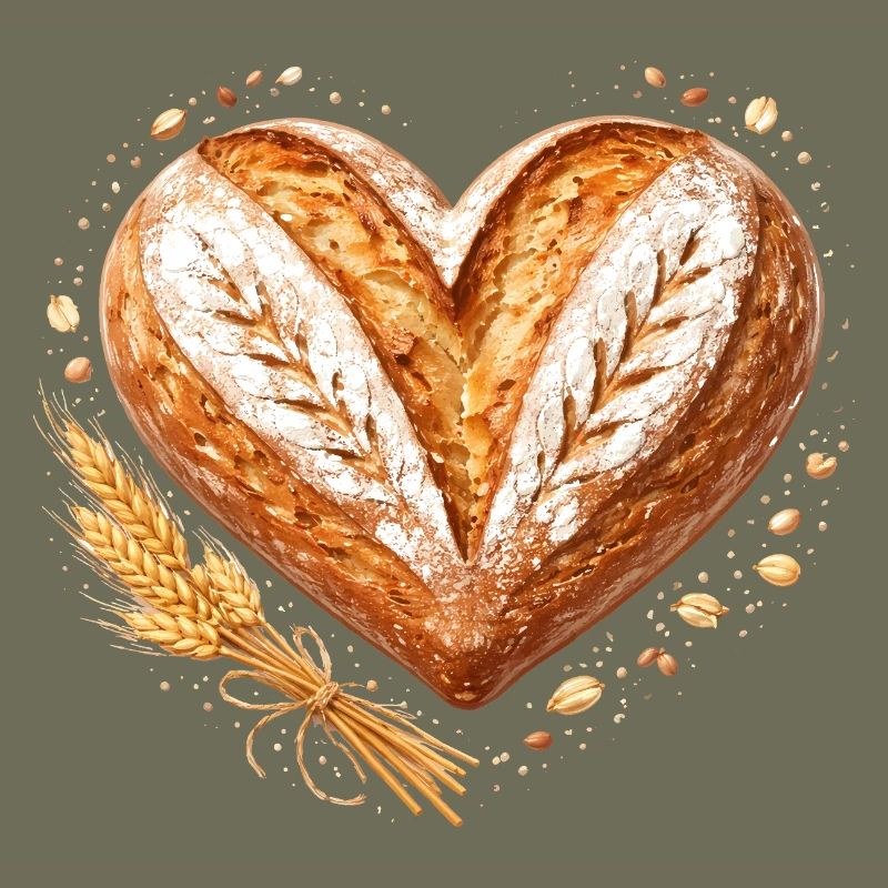 Herz Brot Backen Sauerteig Bäcker Design 