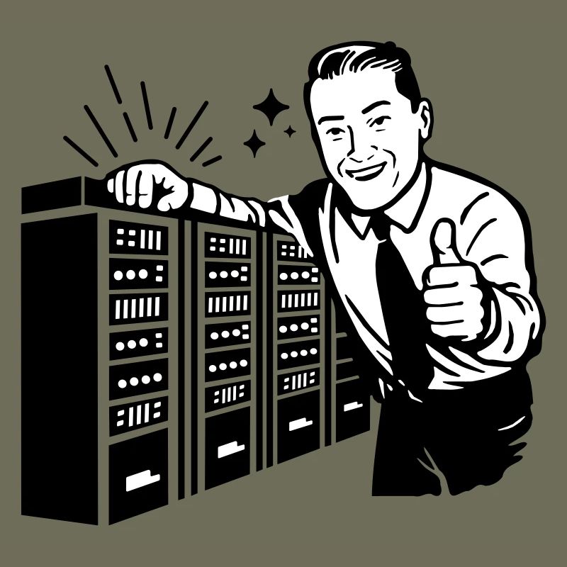 Retro IT-Admin lächelt – Vintage Tech Support