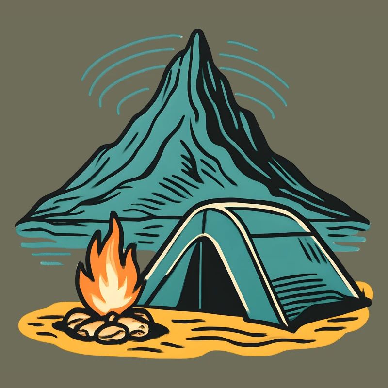 Mountain camping firelight