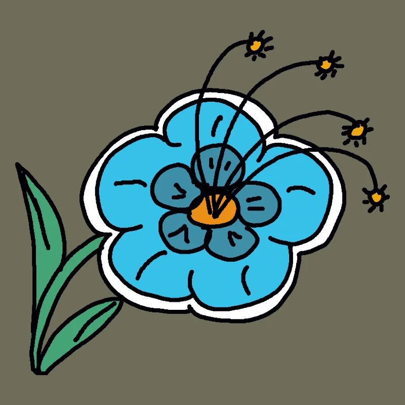 Handgezeichnete blaue Blume Kinder Kind