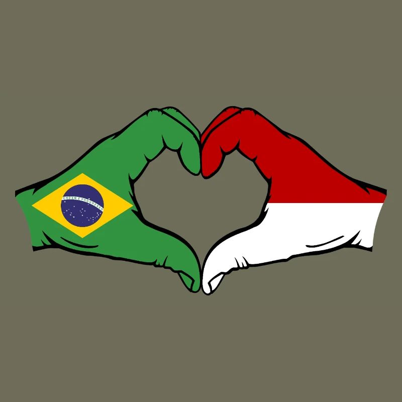 Brésil Monaco Drapeau Main Coeur Forme