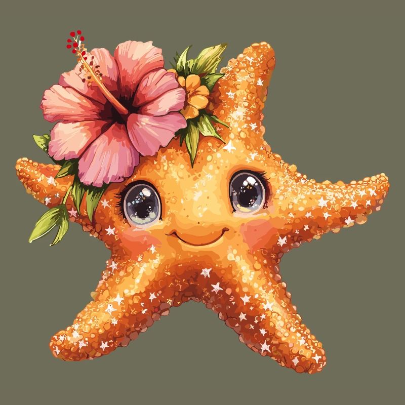 Étoile de mer douce avec fleur d’hibiscus