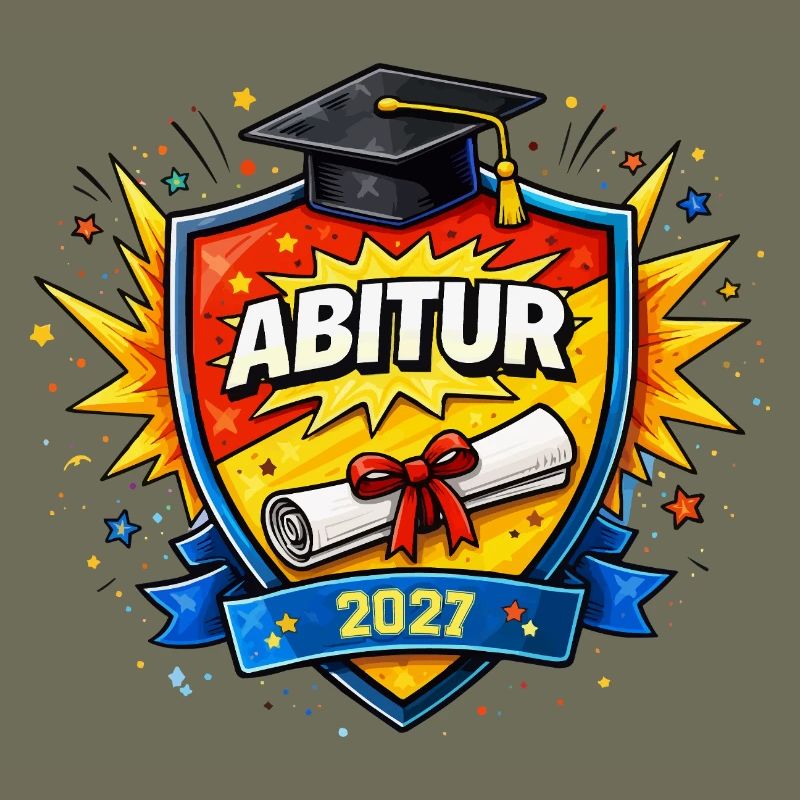 Abitur 2027 Abschluss Comic Schild