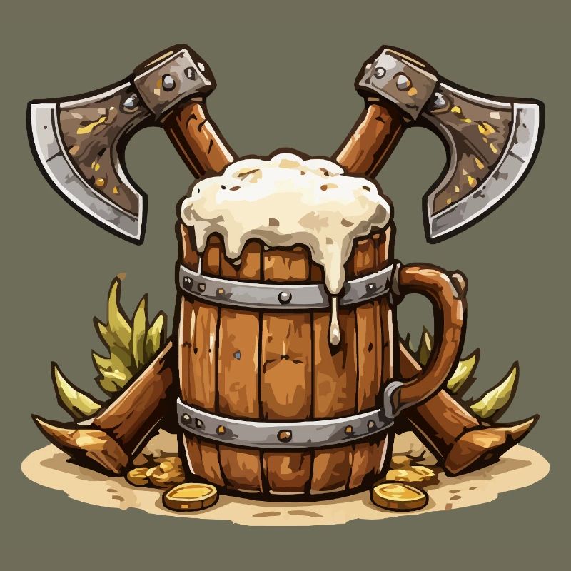 Bierfass mit Äxten Wikinger