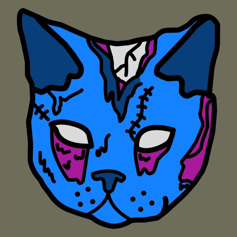 Blue Cat Mask Patchwork