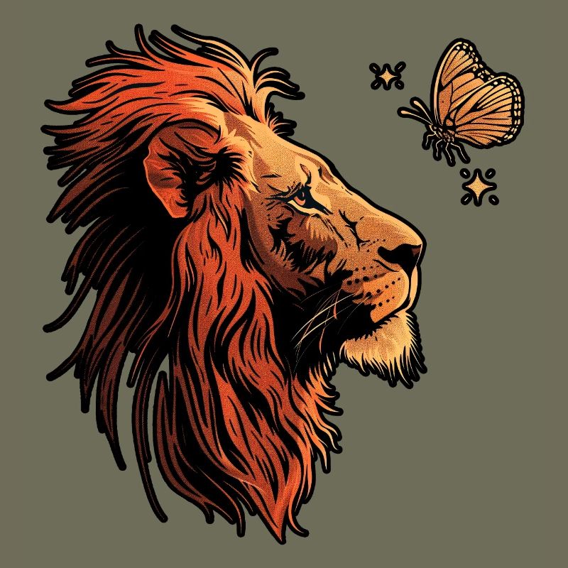 Lion with butterfly