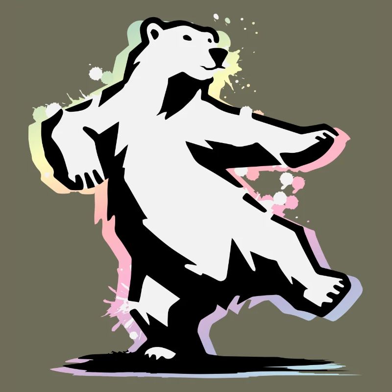 Tanzender Eisbär im Stencil-Stil