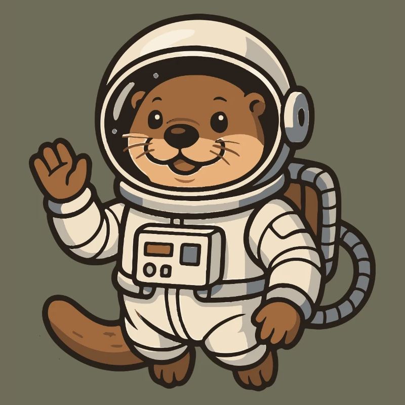 Loutre de l'espace avec combinaison spatiale