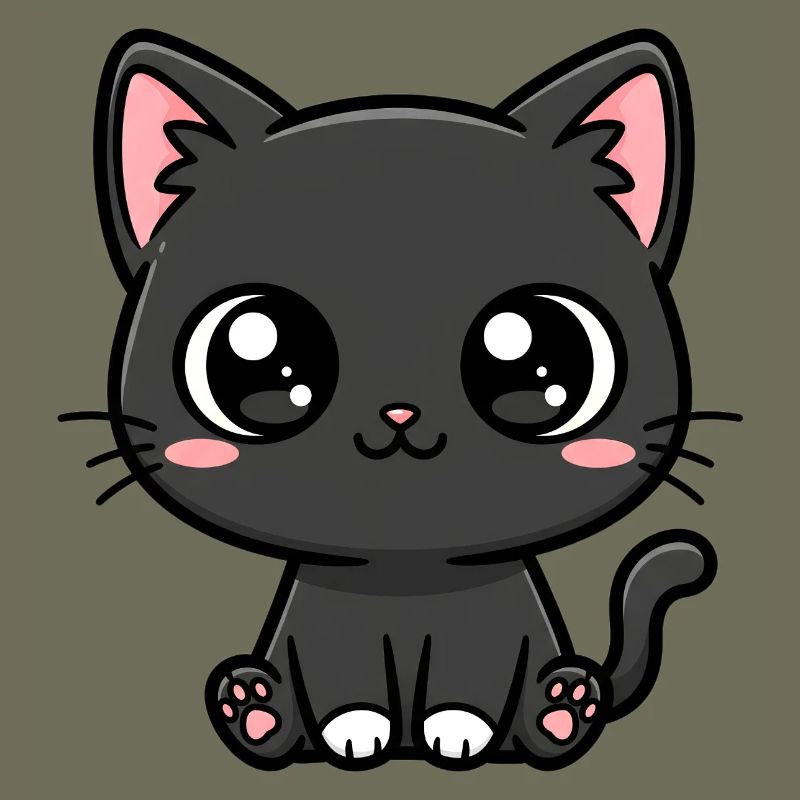 Mitternachtskätzchen-Kawaii-Maskottchen