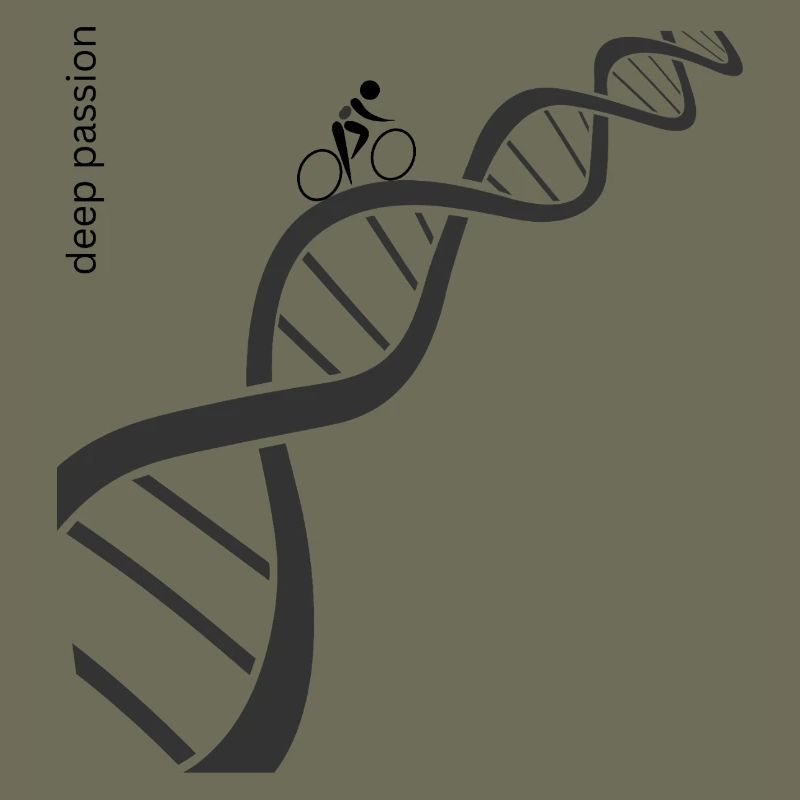 Passionate racing cyclist on DNA double helix