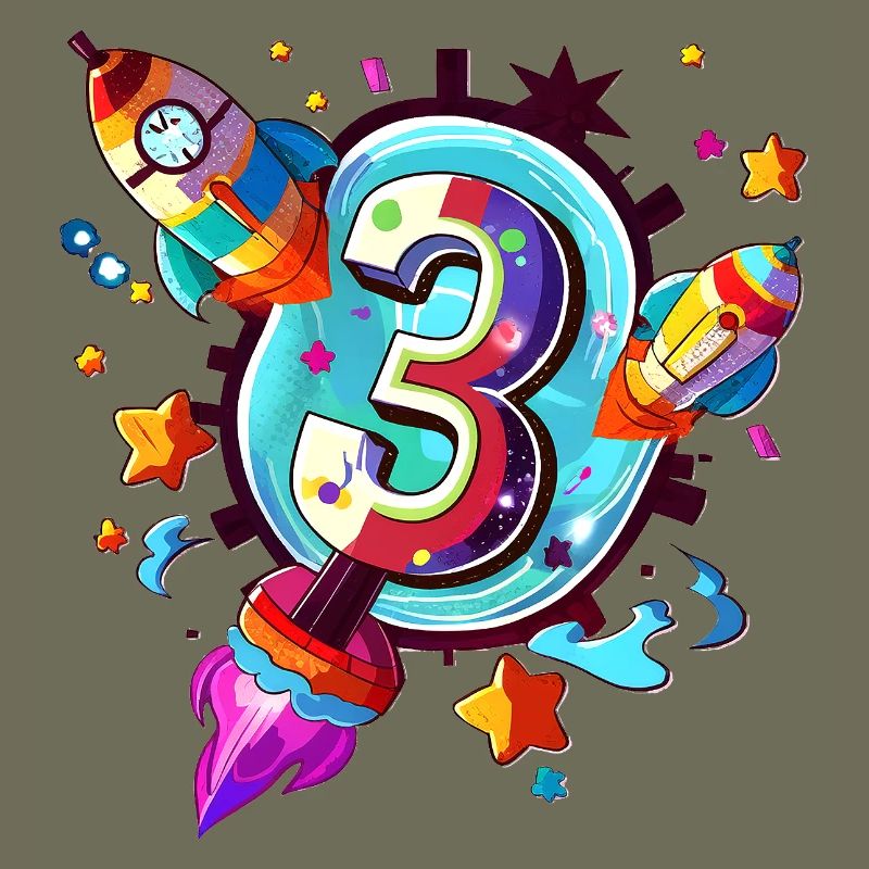3rd Birthday Rocket Art