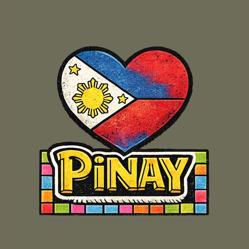 Drapeau en forme de cœur Pinay avec bordure colorée
