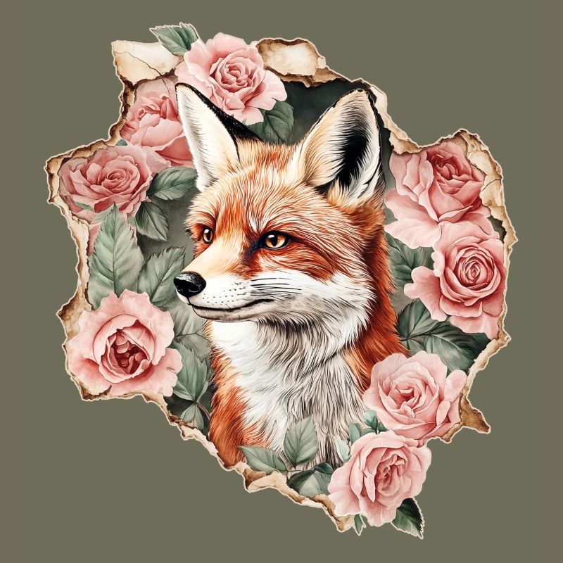 Fox with roses