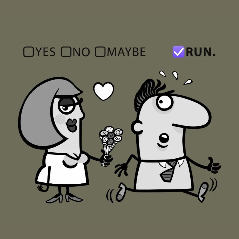 Liebe oder Flucht – Skurriles Humor-Design