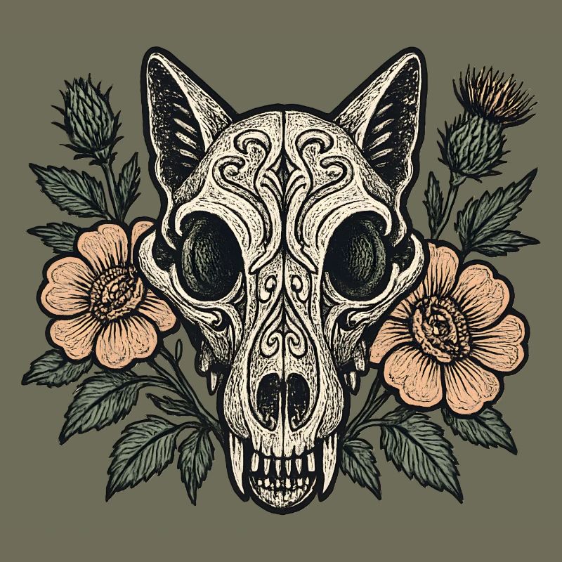 Blossoms Skull Fox