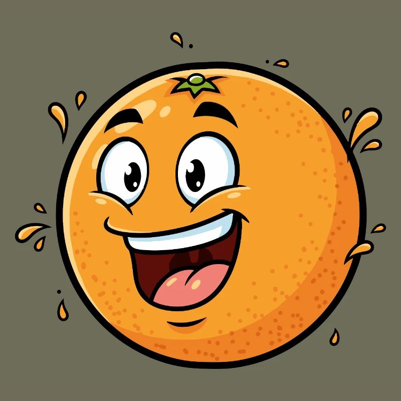 Caricature orange joyeuse